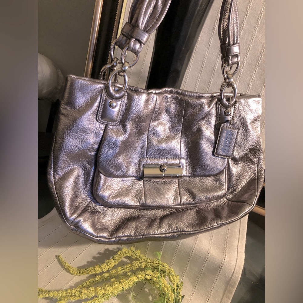 Coach Kristen silver metallic shoulder bag